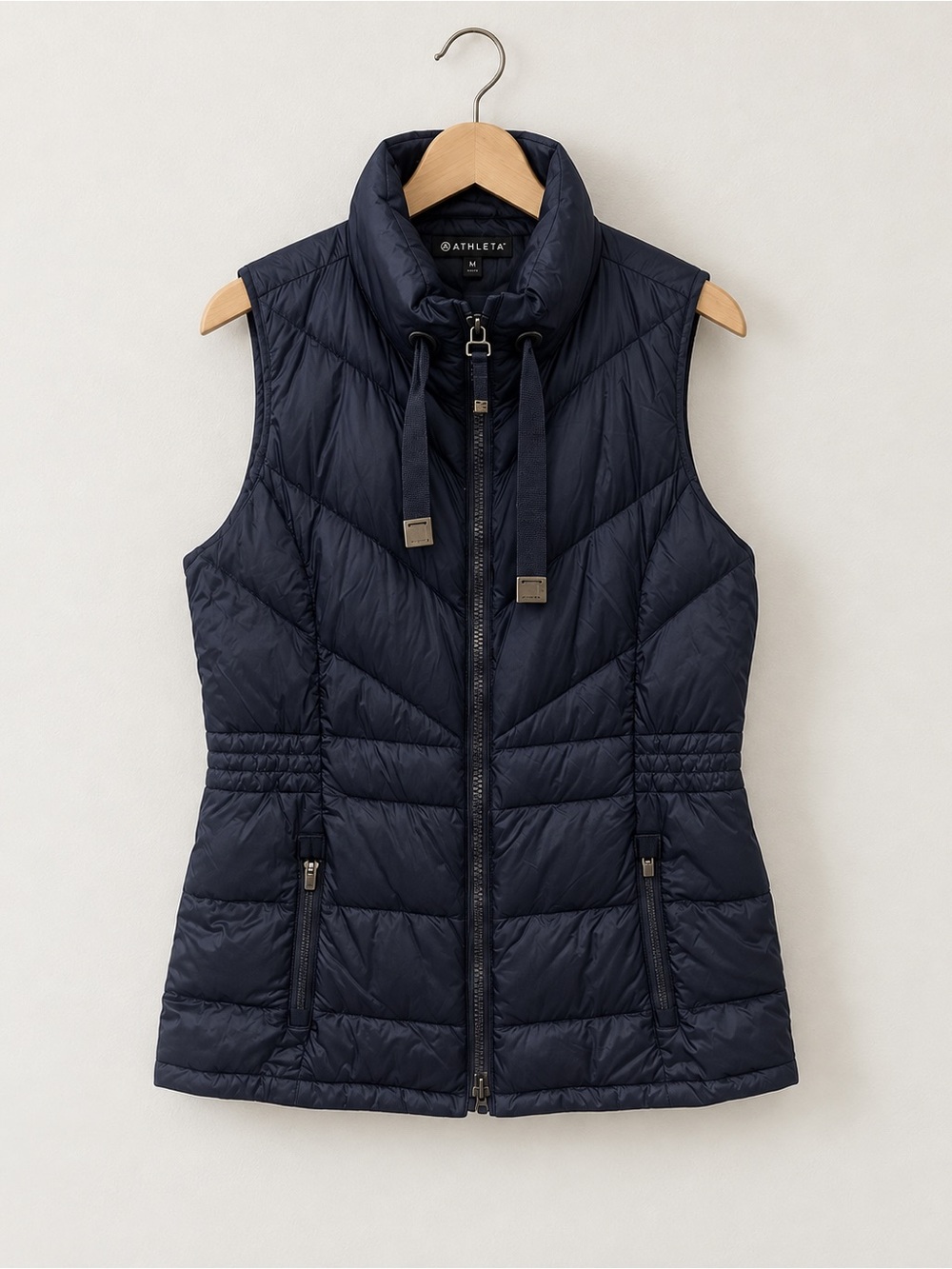 Athleta Women’s Navy Blue Chevron Quilted Puffer Vest Size Medium